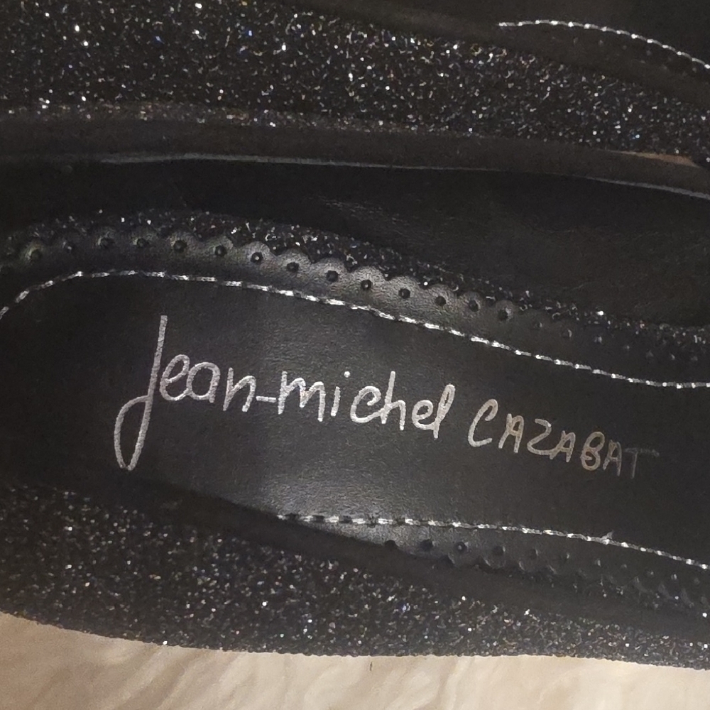 Jean-Michel Cazabat Black Glitter Pointed-Toe Stiletto Heels 4 Inches Heel 38.5 - Picture 2 of 15